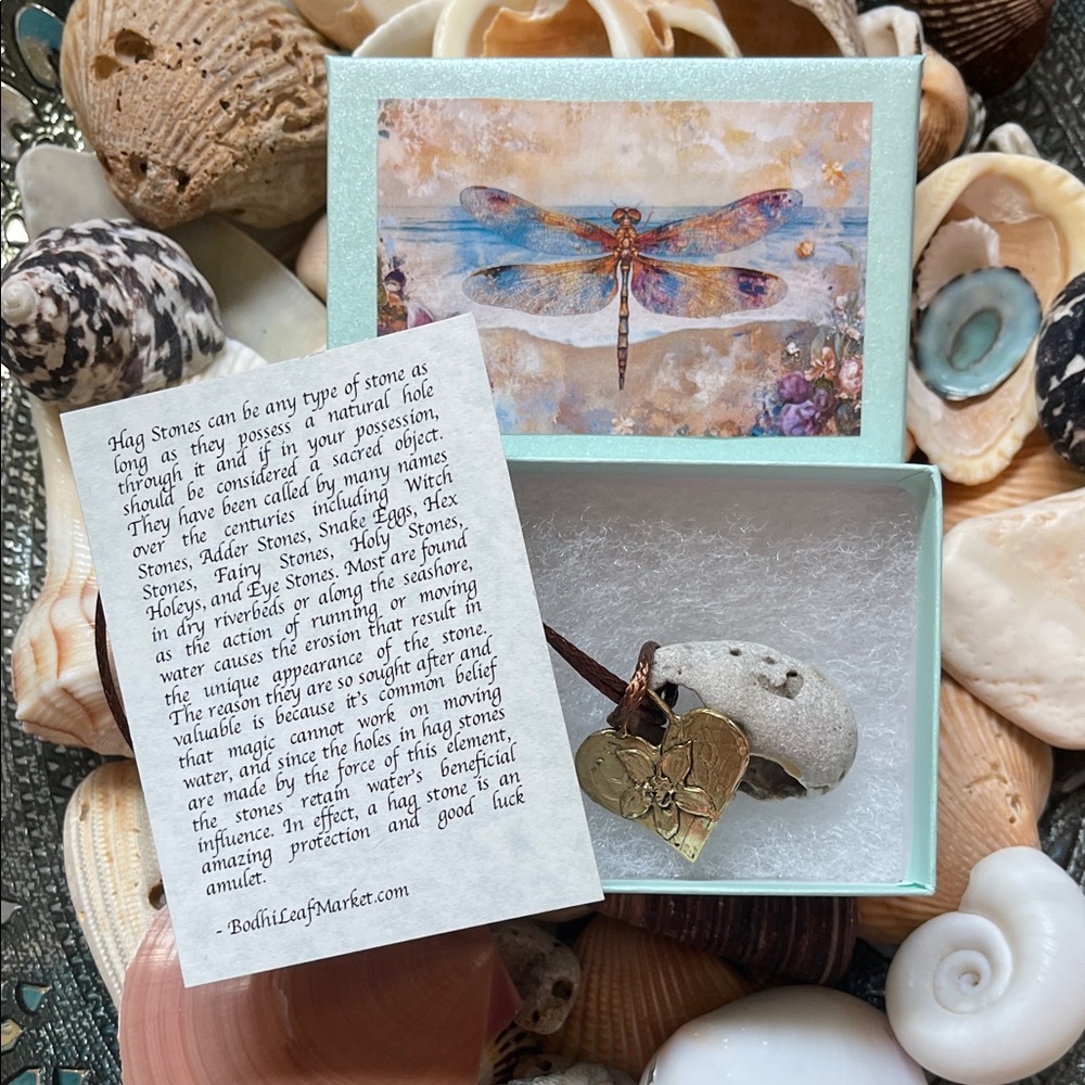 Dragonfly Art Stone with Heart Pendant